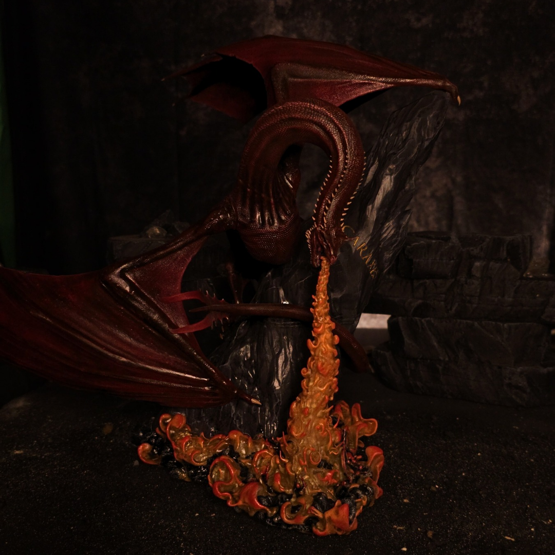 Caraxes the Blood Wyrm, dragon rouge de House of the Dragon, sculpture fantasy artisanale en résine, impression 3D
