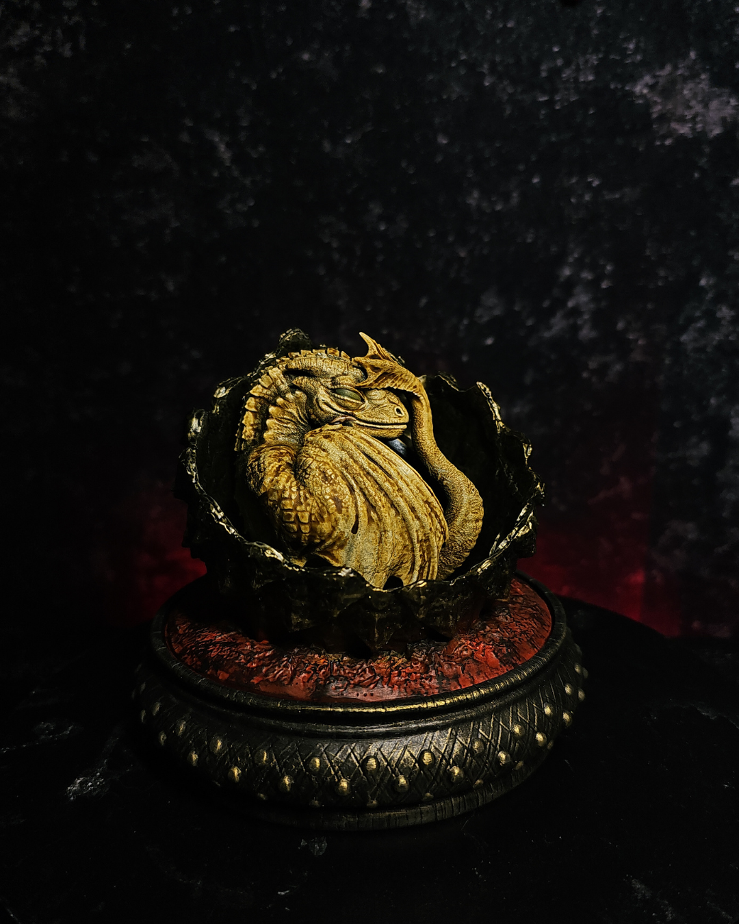 Handcrafted baby dragon and dragon egg inspired by Syrax House of Dragon, Rhaena Targaryen, and fantasy dragon lore from HBO universes.
