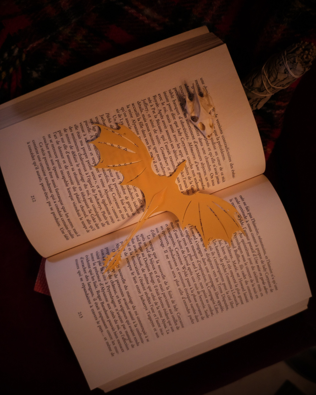Ce marque-page original en résine jaune, en forme de dragon, rend hommage à Syrax. Un accessoire unique pour passionnés de fantasy et lecteurs booktok.